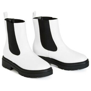 EVANS Women's Wide Fit Ankle Boot Olivia Size 11W WHITE/BLACK